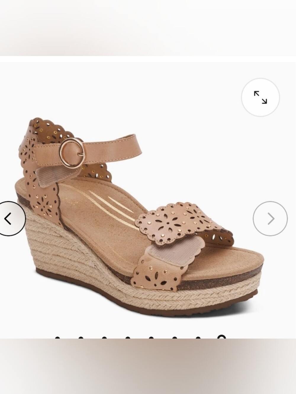 NWT Aetrex Sydney Sand Cutout Wedge Strap Arch Support Leather Sandals